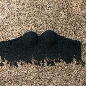 Western built in bra lace tube top, size: large